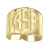 Fine Jewelry Personalized Circle Block Monogram Ring In Yellow