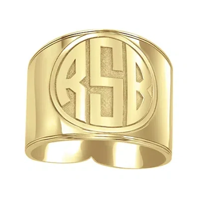 Fine Jewelry Personalized Circle Block Monogram Ring In Yellow