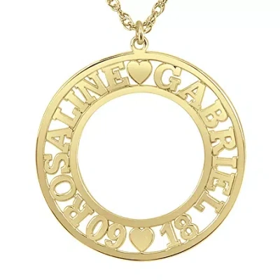 Fine Jewelry Personalized Couples Name And Date 28mm Circle Pendant Necklace In Yellow