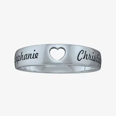 Fine Jewelry Personalized Couples Names Cutout Heart Band Ring In White