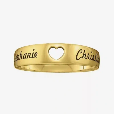 Fine Jewelry Personalized Couples Names Cutout Heart Band Ring In Yellow