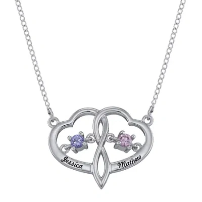 Fine Jewelry Personalized Dancing Birthstone Heart Pendant Necklace In White