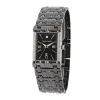 Fine Jewelry Personalized Dial Mens Diamond-accent Square Black Watch In Silver