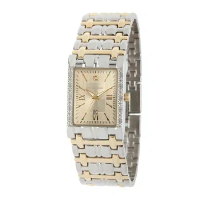 Fine Jewelry Personalized Dial Mens Diamond-accent Square Two-tone Watch In Multi