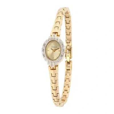 Fine Jewelry Personalized Dial Womens Diamond-accent Oval Gold-tone Bracelet Watch In Transparent