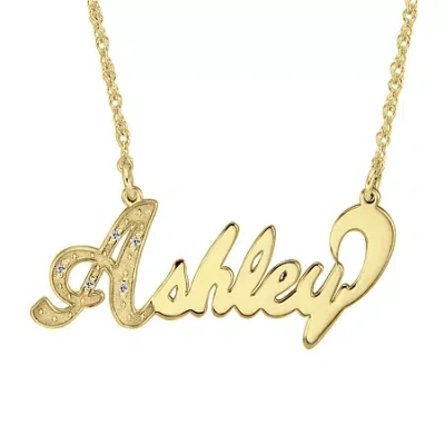 Fine Jewelry Personalized Diamond-accent Sterling Silver Nameplate Necklace In Yellow