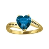 Fine Jewelry Personalized Engraved Simulated Birthstone Heart Ring In Yellow