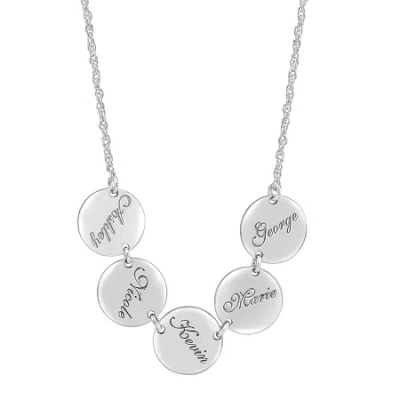 Fine Jewelry Personalized Family Name Disc Pendant Necklace In White