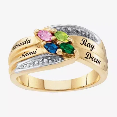 Fine Jewelry Personalized Family Simulated Birthstones Name Ring In Yellow