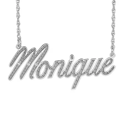 Fine Jewelry Personalized Geniune Diamond Accent Name Necklace In White