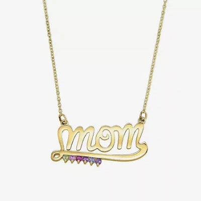 Fine Jewelry Personalized Genuine Birthstone Mom Necklace In Yellow
