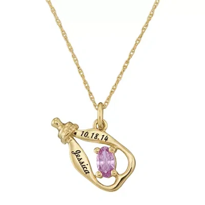 Fine Jewelry Kids' Personalized Girls Birthstone Bottle Pendant Necklace In Gold