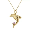 Fine Jewelry Personalized Girls Engraved Birthstone Dolphin Pendant Necklace In Gold