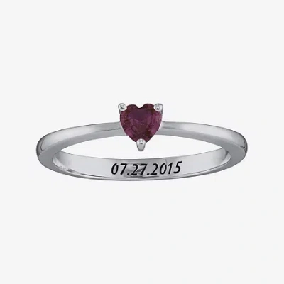Fine Jewelry Kids' Personalized Girls Heart Birthstone Ring In Metallic