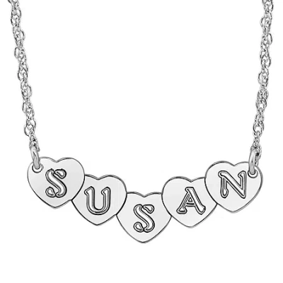 Fine Jewelry Personalized Hearts Name Necklace In White