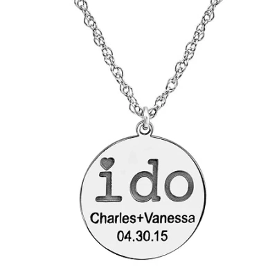 Fine Jewelry Personalized "i Do" Couples Pendant Necklace In White