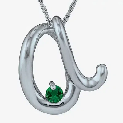 Fine Jewelry Personalized Initial Birthstone Pendant Necklace In White