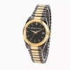 Fine Jewelry Personalized Mens Black And Gold Tone Diamond Accent Expansion Watch In Black