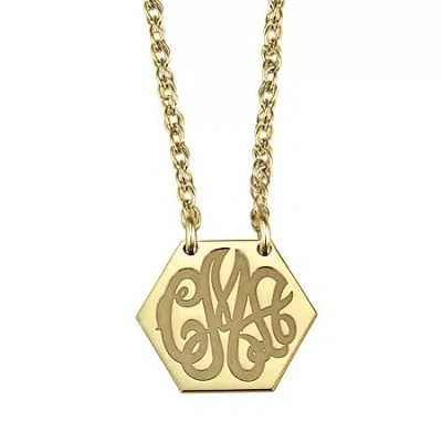 Fine Jewelry Personalized Monogram Initials Hexagon Pendant Necklace In Yellow