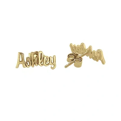 Fine Jewelry Personalized Name Script Earrings In Yellow