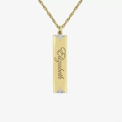 Fine Jewelry Personalized Name Womens Diamond Accent Natural White Diamond 10k White Gold Bar 18 Inch Name Neckla In Yellow