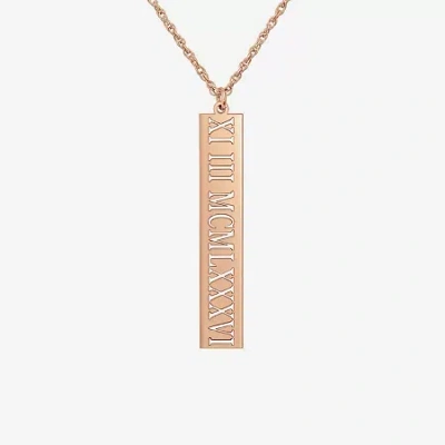 Fine Jewelry Personalized Roman Numeral Date Bar Pendant Necklace In Pink