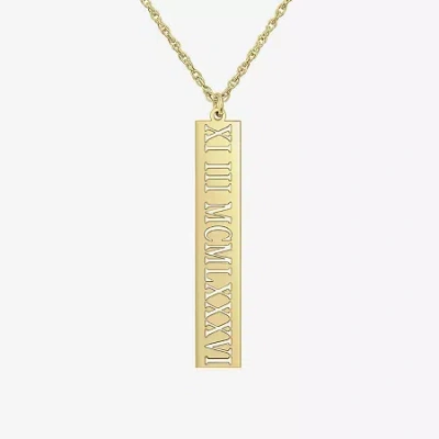Fine Jewelry Personalized Roman Numeral Date Bar Pendant Necklace In Yellow