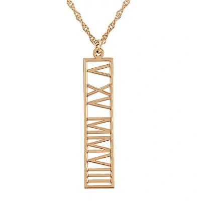Fine Jewelry Personalized Roman Numeral Date Pendant Necklace In Pink