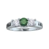 Fine Jewelry Personalized Simulated Birthstone And Cubic Zirconia 3-stone Engraved Ring In White