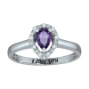 Fine Jewelry Personalized Simulated Birthstone & Cubic Zirconia Halo Ring In White