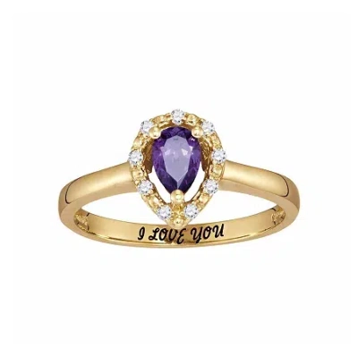 Fine Jewelry Personalized Simulated Birthstone & Cubic Zirconia Halo Ring In Yellow