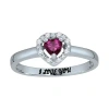 Fine Jewelry Personalized Simulated Birthstone & Cubic Zirconia Heart Halo Ring In White