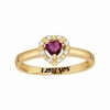 Fine Jewelry Personalized Simulated Birthstone & Cubic Zirconia Heart Halo Ring In Yellow