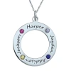 Fine Jewelry Personalized Simulated Birthstone Engraved Family Pendant Necklace In White