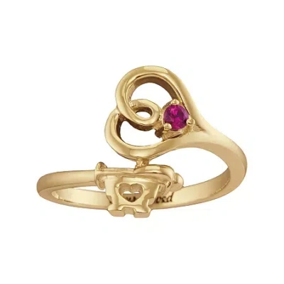 Fine Jewelry Personalized Simulated Birthstone Engraved Key Ring In Yellow