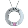 Fine Jewelry Personalized Simulated Birthstone Engraved Open Circle Pendant Necklace In White