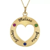 Fine Jewelry Personalized Simulated Birthstone Engraved Open Heart Pendant Necklace In Yellow