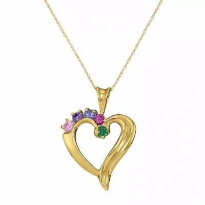 Fine Jewelry Personalized Simulated Birthstone Heart Pendant Necklace In Yellow