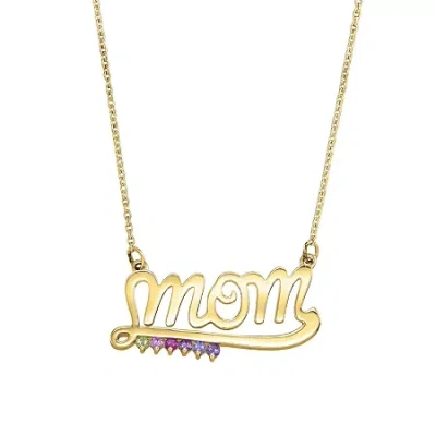 Fine Jewelry Personalized Simulated Birthstone "mom" Necklace In Yellow