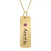 Fine Jewelry Personalized Simulated Birthstone Rectangle Name Pendant Necklace In Yellow