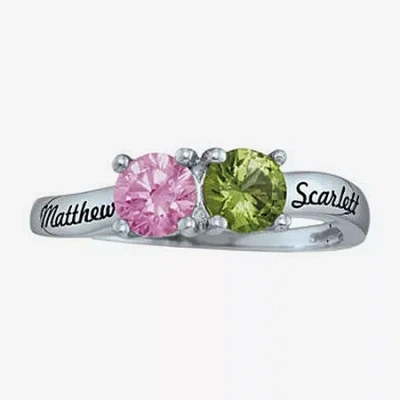 Fine Jewelry Personalized Simulated Birthstones Couples Ring In White