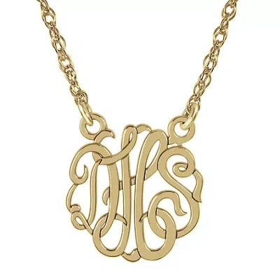 Fine Jewelry Personalized Sterling Silver 15mm Monogram Necklace In Yellow