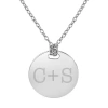 Fine Jewelry Personalized Sterling Silver 16mm Round Couple's Initial Pendant Necklace In White
