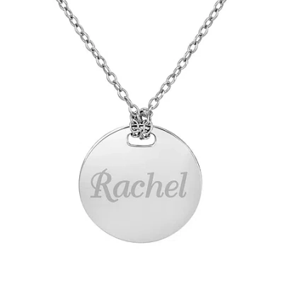 Fine Jewelry Personalized Sterling Silver 16mm Round Name Pendant Necklace In White