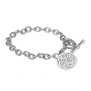 Fine Jewelry Personalized Sterling Silver 20mm Monogram Charm Bracelet In White
