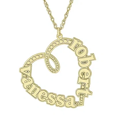 Fine Jewelry Personalized Sterling Silver Couple's Name Heart Pendant Necklace In Yellow