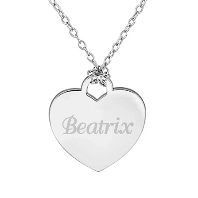 Fine Jewelry Personalized Sterling Silver Name Heart Pendant Necklace In White