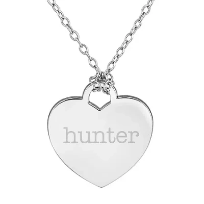 Fine Jewelry Personalized Sterling Silver Name Heart Pendant Necklace In White