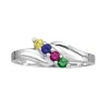Fine Jewelry Personalized Sterling Silver Simulated Birthstone Family Ring In Transparent