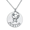 Fine Jewelry Personalized Unisex Adult Soccer Ball Double-charm Name And Player Number Pendant Necklace In White